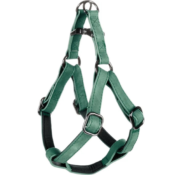 Flamingo Step&Go Deluxe Green Step-In Harness – Eco-Leather with Neoprene Lining, Medium