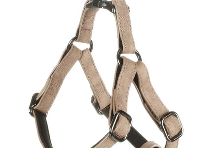 Flamingo Step&Go Delu Taupe Step-In Harness – Eco-Leather with Neoprene Lining, Medium, Gray