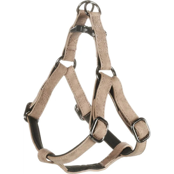 Flamingo Step&Go Delu Taupe Step-In Harness – Eco-Leather with Neoprene Lining, Medium, Gray