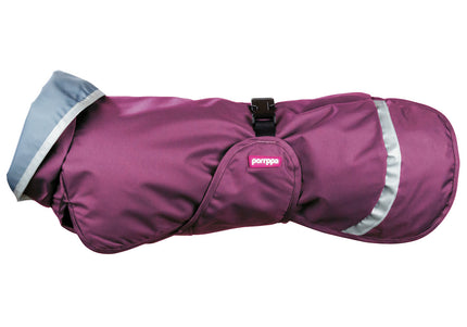 Pomppa Sade Plum Raincoat – Waterproof Lightweight Dog Jacket, Size 75, Plum Color