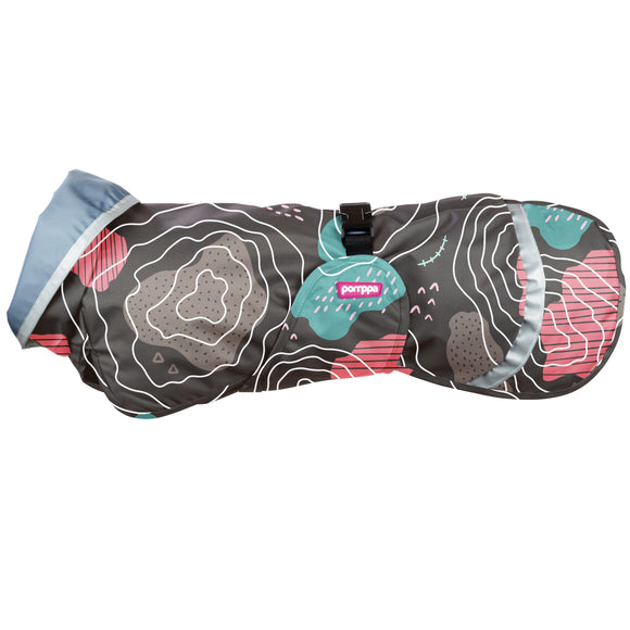 Sade Pomppa Kartta Raincoat – Black Multicolor, Waterproof Lightweight Design, Size 85