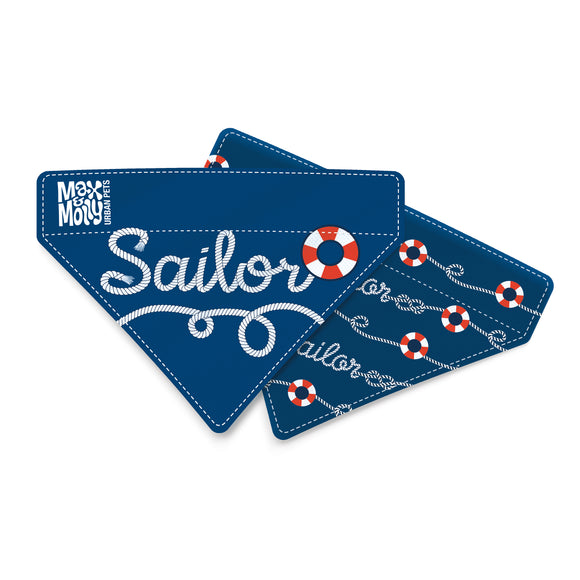 Max&Molly Reversible Sailor Bandana – Double-Sided Nautical Pattern, Small Size