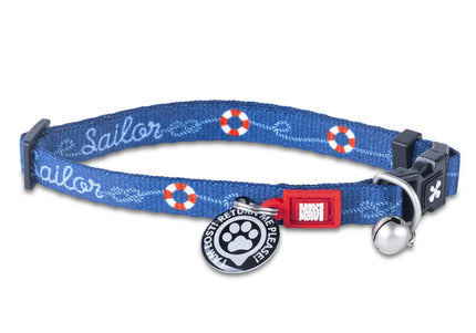 Max&Molly GOTCHA! Smart ID Cat Collar – Colorful Nautical Pattern with Smart Tag