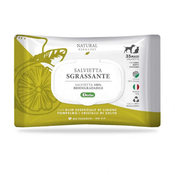Wet wipes for dogs and cats with oily coats - lemon and grapefruit scent, 35pcs
