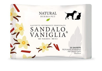 Wet Dog & Cat Wipes with Sandalwood & Vanilla Scent – 35pcs