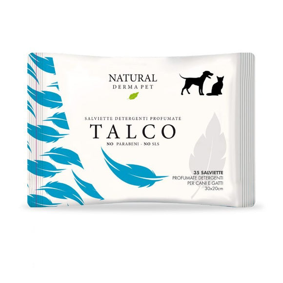 Natural Derma Pet Cleaning Wet Wipes – Talcum Scent, Gentle Cleansing, 80 Pack