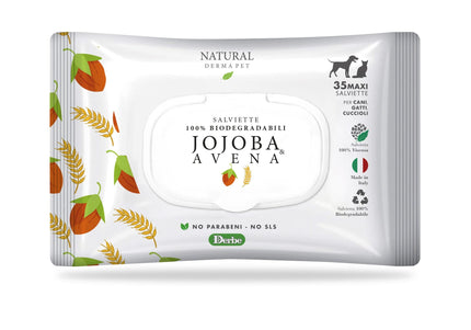 Wet wipes for dogs and cats with jojoba oil and oats for coat care – 35 wipes