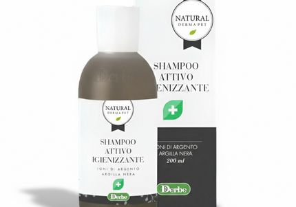 Natural Derma Pet Sanitizing Dog Shampoo – Silver Ions and Black Clay, Deep Cleansing Formula