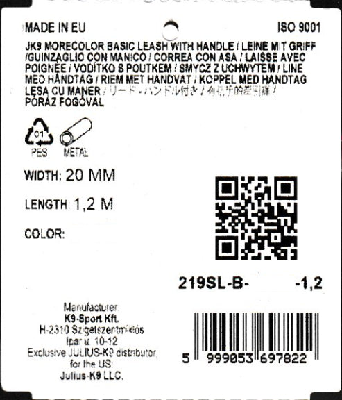 Julius-K9 MoreColor Basic Leash Retro 120cm – Durable Tape Leash with Colorful Triangle Pattern