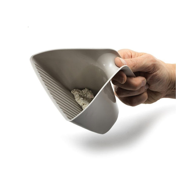 Record Scoop Litter – Gray Sifting Litter Scoop with Fine Mesh Sieve, Durable Plastic