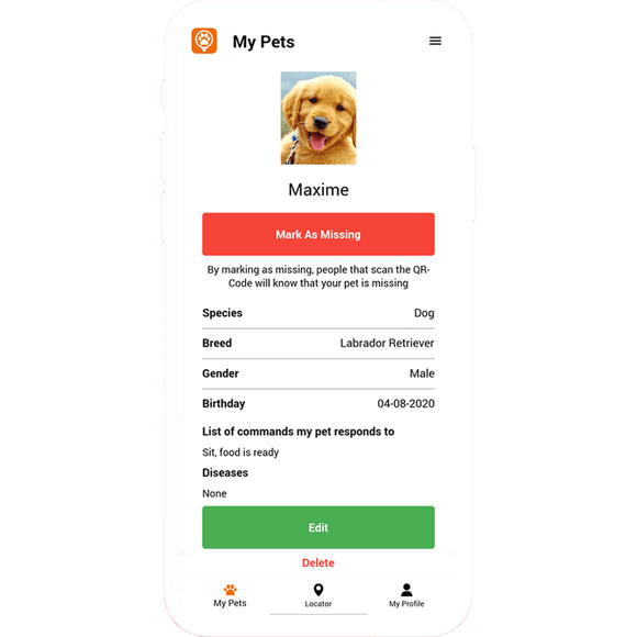 Max&Molly Gotcha! Lost & Found Collar Tag – Smart Pet ID with Owner Contact Feature