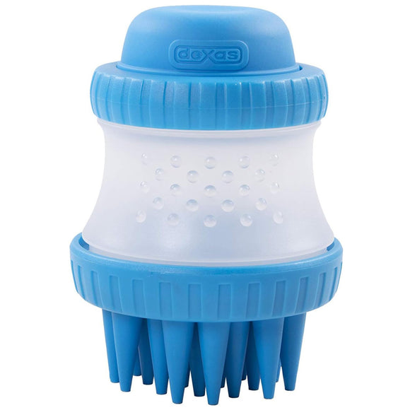 Dexas ScrubBuster Silicone Bath Brush – Built-In Shampoo Dispenser, Gentle Blue Design