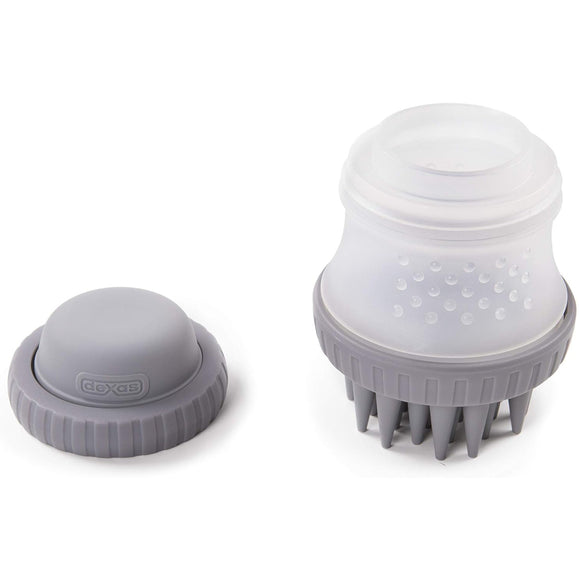 Dexas ScrubBuster Silicone Bath Brush – Built-In Shampoo Dispenser, Gentle Blue Design
