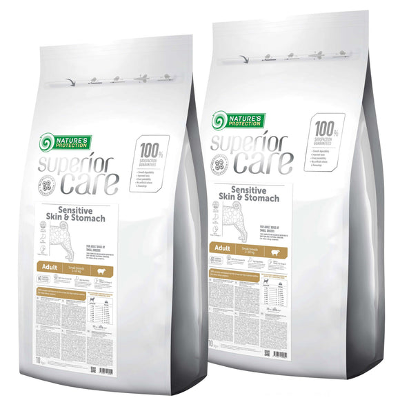Nature’s Protection Superior Care Sensitive Skin & Stomach Adult Small Breeds Lamb – Hypoallergenic Dry Dog Food, 2x10kg