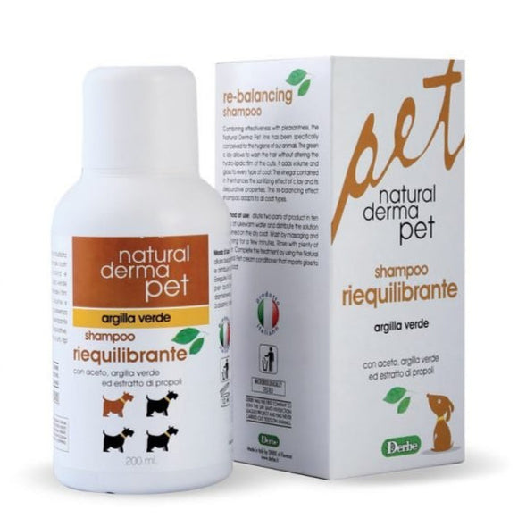 Natural Derma Pet Rebalancing Dog Shampoo – Green Clay, Vinegar, Propolis, Gentle Cleansing Formula