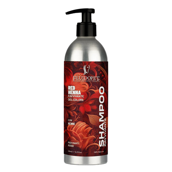 FluidoPet Henna Natural Shampoo – Color-Enhancing Concentrate for Red, Ginger, Golden, Brown Coats, 500ml