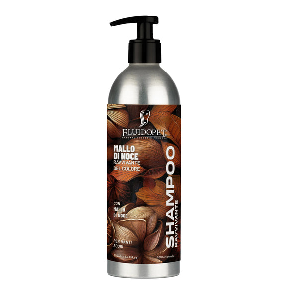 FluidoPet Mallo Di Noce Natural Shampoo – Color-Enhancing Concentrate for Black and Dark Coats, 500ml