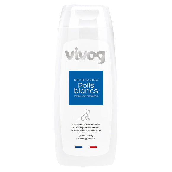 Vivog Poils Blancs Shampoo – Brightening Formula for White and Light Coats, 200ml Bottle