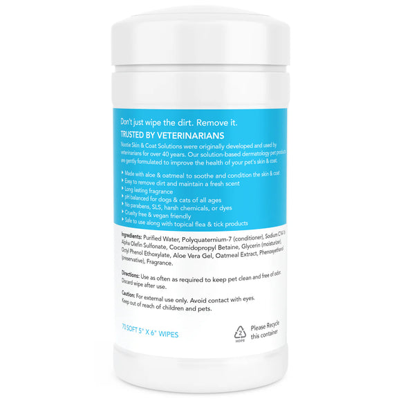 Nootie Sweet Pea & Vanilla Grooming Wipes – 70 Pack, Refreshing Scented Fur Cleansing Cloths