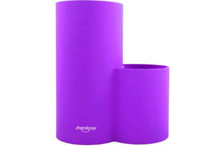 Shernbao Double Cylinder Scissor Holder – Dual-Compartment Organizer for Grooming Tools, Purple