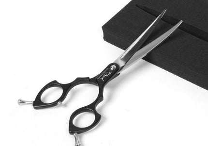 Shernbao Shark Curved Scissors 6.5" – Lightweight Korean-Style Haircutting Shears, Black Finish