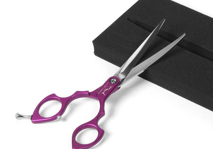 Shernbao Shark Curved Scissors 6.5" – Lightweight Korean-Style Haircutting Shears, Black Finish