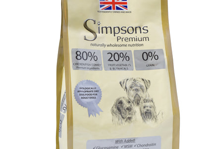 Simpsons Premium 80/20 Adult Meat and Fish Dog Food – High Protein, 12kg Bag