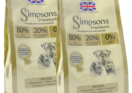 Simpsons Premium 80/20 Mix Fish Adult Dog Food – High Protein, Grain-Free, 2 x 12kg Bags