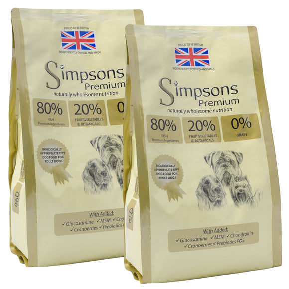 Simpsons Premium 80/20 Mix Fish Adult Dog Food – High Protein, Grain-Free, 2 x 12kg Bags