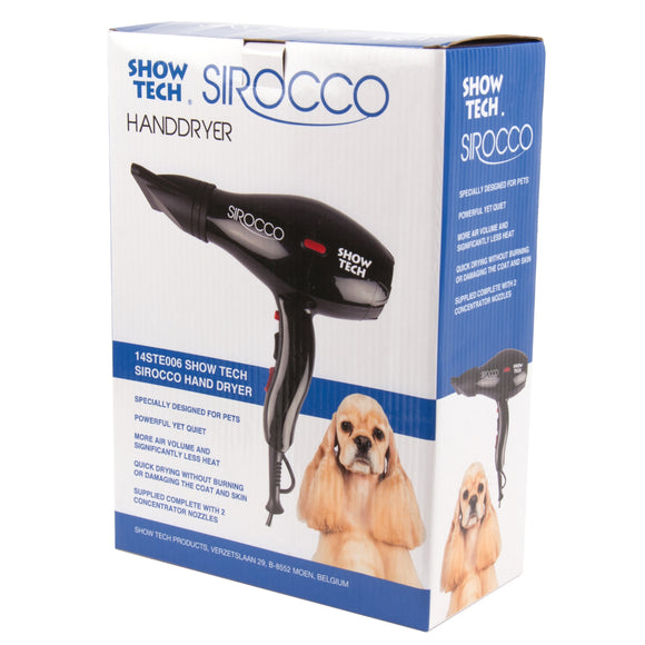 Show Tech Sirocco Hand Dryer 1200W – Compact Black Design, Fast-Drying Performance