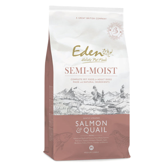 Eden Salmon & Quail Semi-Moist Dog Food – Grain-Free Recipe, 2kg Resealable Pack