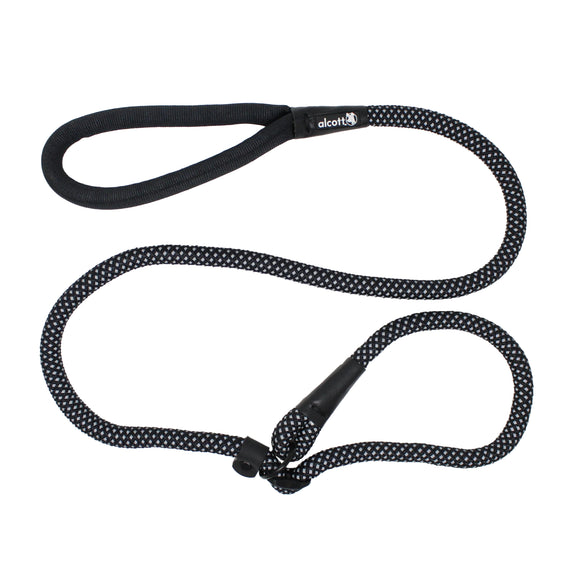 Alcott Adventure Slip Rope Leash 150cm Black – Reflective, Durable Rope with Secure Slip Design
