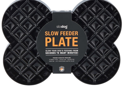 LickiMat Slodog Slow Eating Bowl – Black Non-Slip Licking Tray, Promotes Healthy Feeding