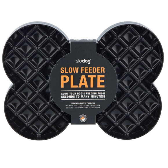 LickiMat Slodog Slow Eating Bowl – Black Non-Slip Licking Tray, Promotes Healthy Feeding