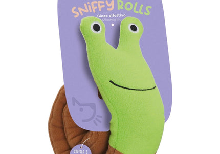 Record Sniffy Rolls Snail Plush Toy – Interactive Squeaker with Treat Pocket, Soft Sensory Design