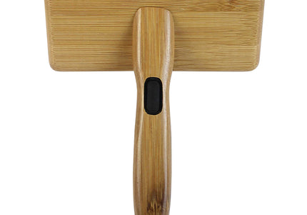 Bamboo Groom Soft Slicker Brush Large – Bamboo Body, Gentle Safety Pins, Ergonomic Grip