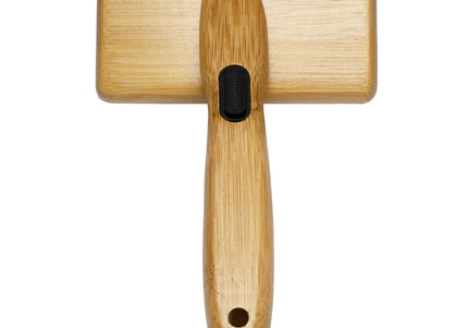 Bamboo Groom Soft Slicker Brush Medium – Gentle Bamboo Brush with Safety Pins, Ergonomic Design