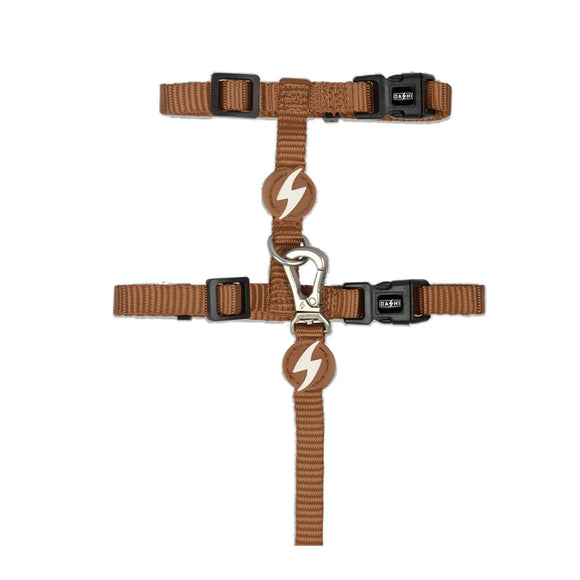Dashi Solid Cat Harness and Leash Set – Adjustable Brown Design, Secure and Comfortable