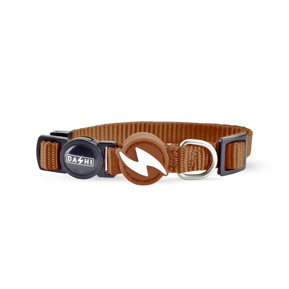 Dashi Solid Cat Collar – Nylon Adjustable Collar with Intense Brown Color, Durable Buckle