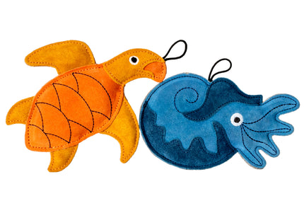 Kiwi Walker Leather Nautilus Toy – Natural Blue Leather, 14cm, Durable Play Design