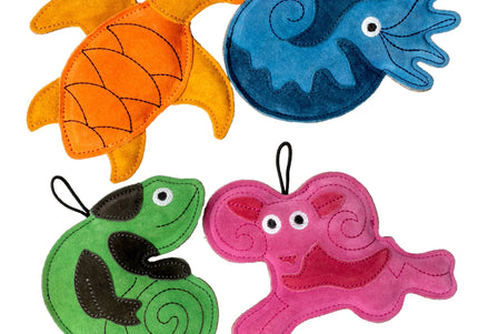 Kiwi Walker Leather Nautilus Toy – Natural Blue Leather, 14cm, Durable Play Design