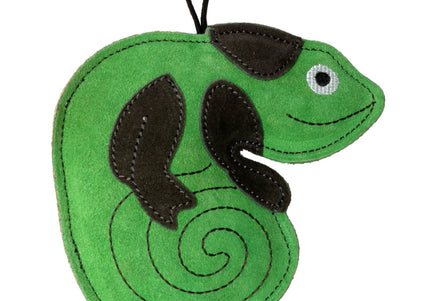 Kiwi Walker Leather Chameleon Toy – Genuine Leather, 15cm, Durable Green Play Companion