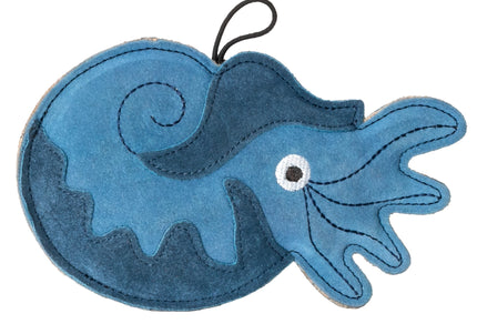 Kiwi Walker Leather Nautilus Toy – Natural Blue Leather, 14cm, Durable Play Design