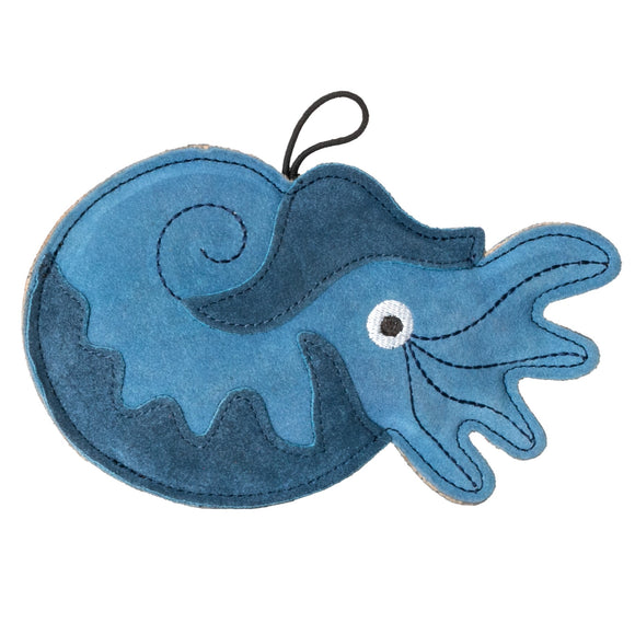 Kiwi Walker Leather Nautilus Toy – Natural Blue Leather, 14cm, Durable Play Design