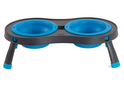 Dexas Double Elevated Feeder Large – Foldable Raised Dog Bowls Stand, Fuchsia, Spacious Design