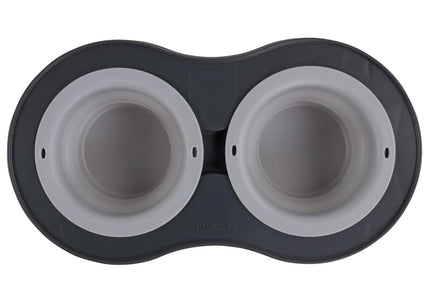 Dexas Double Elevated Feeder Small – Foldable Raised Dog Bowls Stand, Compact Fuchsia Design