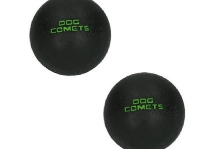 Dog Comets Stardust Rubber Ball Set – Floating Durable 6cm Black Balls, 2 Pack