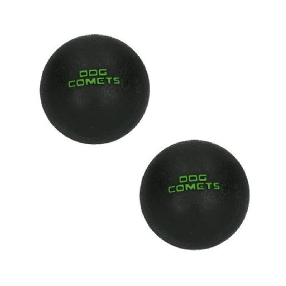 Dog Comets Stardust Rubber Ball Set – Floating Durable 6cm Black Balls, 2 Pack