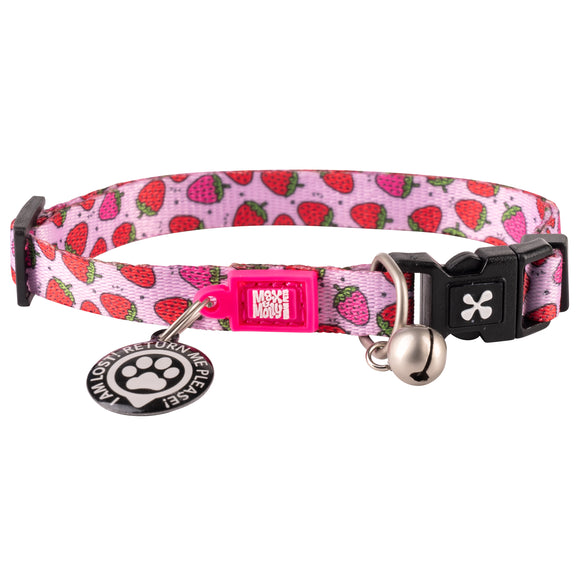 Max&Molly GOTCHA! Smart ID Cat Collar Strawberry Dream – Colorful Adjustable Collar with Smart Tag
