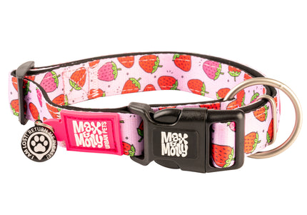 Max&Molly GOTCHA! Smart ID Strawberry Dream Collar – Adjustable S Size, Integrated Smart Tag